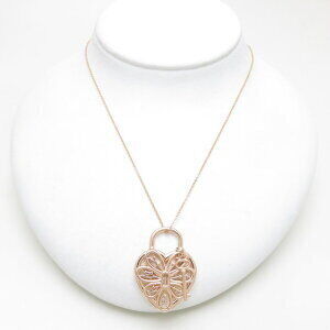 Tiffany Filigree Heart Necklace Pink Gold